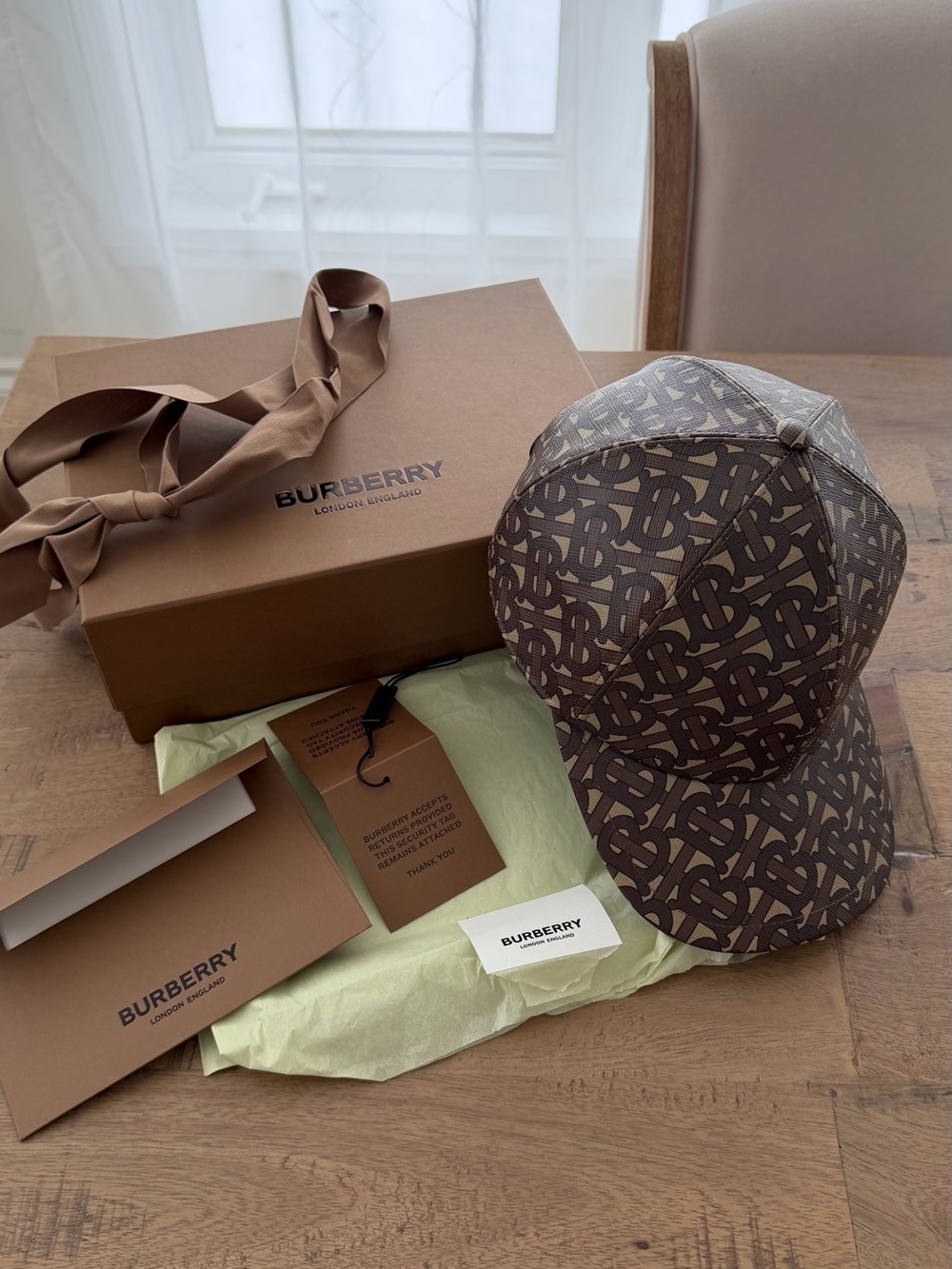 Burberry Brown Monogram Baseball Cap in Dark Brown/Tan